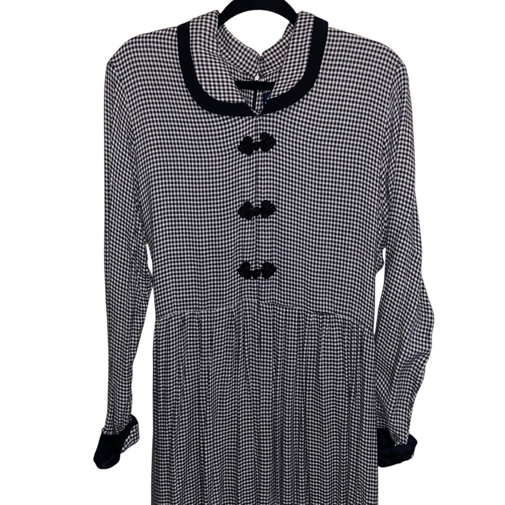 Vintage JG Hook Dress Womens Sz Large Pet Plaid Gingham Cottagecore Retro B&W - Picture 3 of 16